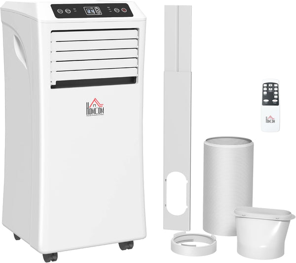 HOMCOM Portable Air Conditioner 10000 BTU, 4-in-1 Cooling, Fan, 24L/Day Dehumidifier & Sleep Mode, Mobile Air Conditioning Unit with Digital Display, Remote, 24H Timer, Window Kit for Rooms up to 30㎡